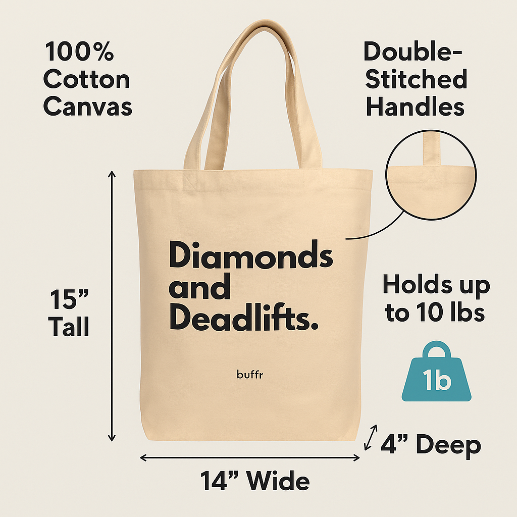 Diamonds & Deadlifts Tote Bag - Shop Buffr